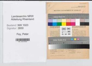 Entnazifizierung Peter Fey , geb. 01.09.1903 (Landessekretaer)