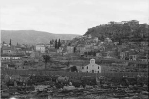 Akropolis : Ansicht Athens mit dem die Stadt überragenden Akropolisfelsen.