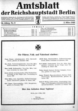 1943,9: Nr. 9, 2. März 1943