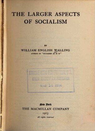 The larger aspects of Socialism