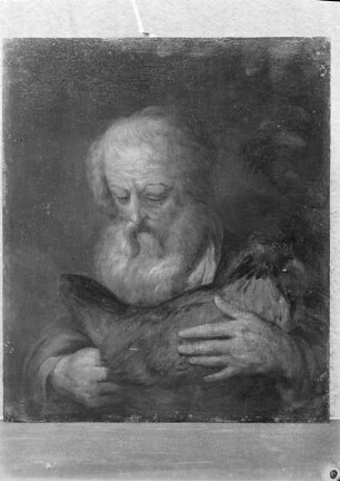 Die fünf Sinne — Der Tastsinn (Mann mit Huhn)