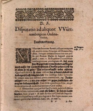 Disp. iur. ad aliquot incluti ducatus Würtembergic. ordinationes