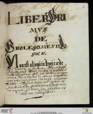 Liber I. De prolegomenis logicae