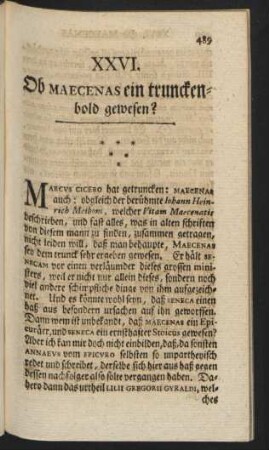 XXVI. Ob Mäcenas ein trunckenbold gewesen?