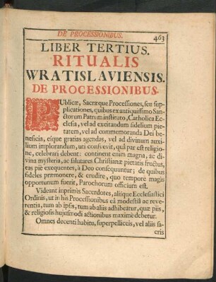 Liber Tertius. Ritualis Wratislaviensis. De Processionibus