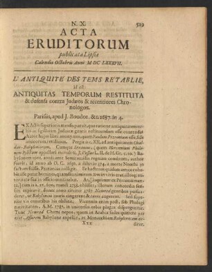 N. X. [...] Calendis Octobris Anni M DC LXXXVII.