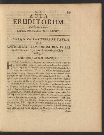 N. X. [...] Calendis Octobris Anni M DC LXXXVII.
