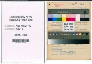 Entnazifizierung Paul Zons, geb. 16.03.1898 (Arbeiter)