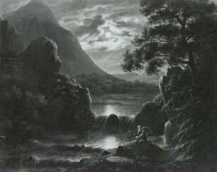 Mondscheinlandschaft mit Bergen