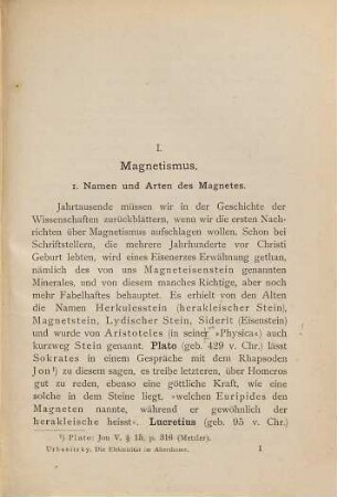 Elektricität und Magnetismus im Alterthume