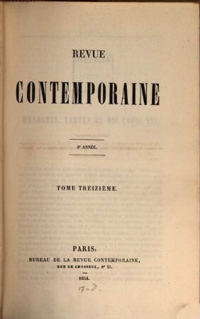 Revue contemporaine. 13 = A. 3. 1854