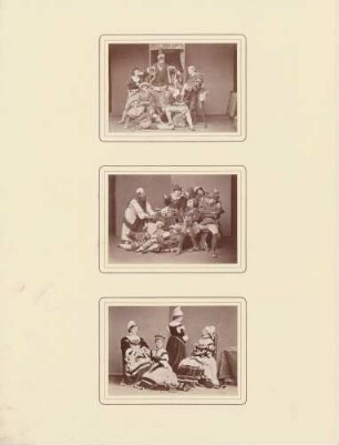 3 Aufnahmen von Gruppen in Charakterkostümen