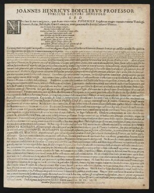 Joannes Henricvs Boeclervs Professor Pvblicvs Lectori Benevolo S. P. D.