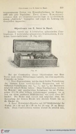 Objectivsatz von E. Suter in Basel