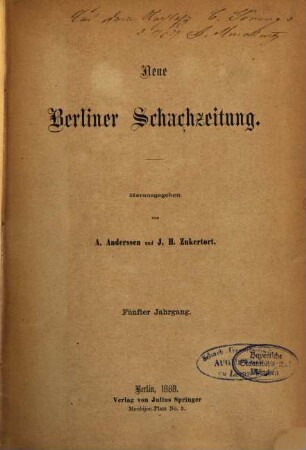 Neue Berliner Schachzeitung. 5, 5. 1868