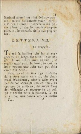 Lettera VIII. 26 Maggio (unvollständig)