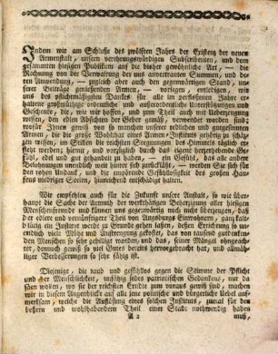 Nachricht an das Reichsstadt-Augsburgische Publikum über den gegenwärtigen Zustand der neuen Armenanstalt : für das ... Jahr. 1793 = 12. Jahr