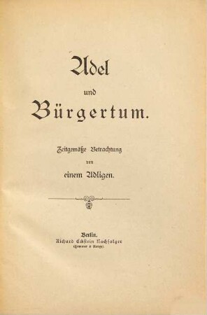 Adel und Bürgertum