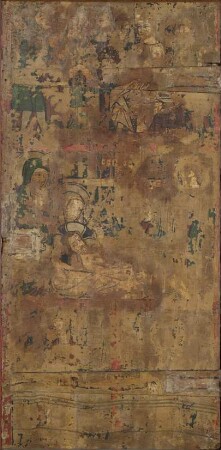 Christus vor Pilatus, Beweinung, weibliche Heilige und hl. Bischof (Augustinus?) (Malfläche stark beschädigt)