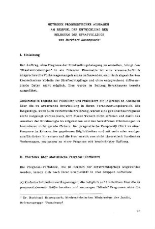 93-102, Methodik prognostischer Aussagen am Beispiel der Entwicklung der Belegung des Strafvollzugs