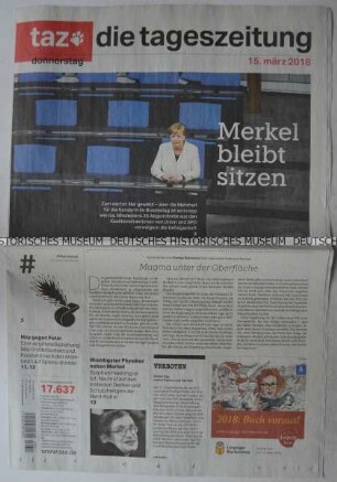 Tageszeitung "taz. die tageszeitung" mit Titel zur Regierungsbildung in Deutschland