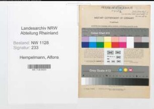 Entnazifizierung Alfons Hempelmann , geb. 10.07.1907 (Feuerwehrmann)