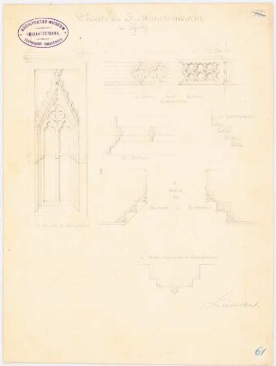 St. Mauritiuskirche, Pyritz Restaurierung und Aufnahme: Mauerwerksdetails in Schnitt und Ansicht (mit Maßstabsleiste)