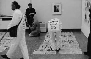 Aktion "sine artis laboratorio nulla ars" (Ohne Atelier gibt es keine Kunst) des "Zusammenschlusses gekündigter und von Kündigung bedrohter KünstlerInnen (Ost und West)"