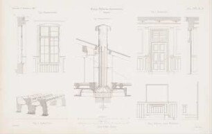 König-Wilhelms-Gymnasium, Berlin: Details (aus: Atlas zur Zeitschrift für Bauwesen, hrsg. v. G. Erbkam, Jg. 17, 1867)