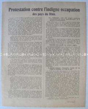 Französischsprachiges Propagandablatt des Fichte-Bundes mit Polemik gegen den Versailler Vertrag (Nr. 255)