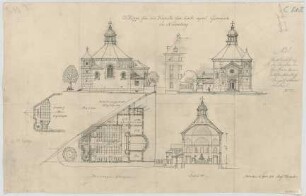 Thiersch, August ; Nürnberg (Bayern); Kath. - Apostolische Kirche, Projekt - Grundriss, Ansichten, Schnitt; Orgelempore (Grundriss)