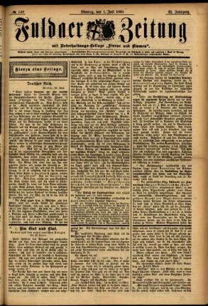 Erste Ausgabe vom Montag, den 01. Juli 1895.