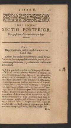 Sectio Posterior, De propositione ad certam materiam determinata.