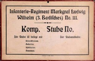 Infanterie-Regiment Markgraf Ludwig Wilhelm (3. Badisches) Nr. 111, Kompanie-Stuben-Schild