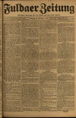 Ausgabe vom Montag, den 29. November 1920.