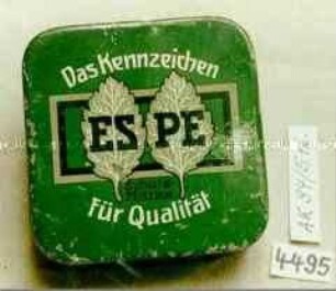 Blechdose für Schreibmaschinenfarbband "Das Kennzeichen ESPE Schutz-Marke. Für Qualität"