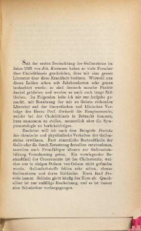 Über Cholelithiasis mit besonderer Berücksichtigung der Symptomatologie