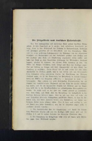 Die Prügelstrafe nach deutschem Kolonialrecht.