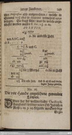 No. 76. Die vor Hunde angesehene geraubte Löwen