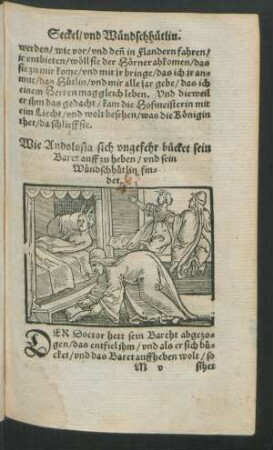 Wie Andolosia sich ungefehr bücket sein Baret auff zu heben/ und sein Wündschhütlin findet.