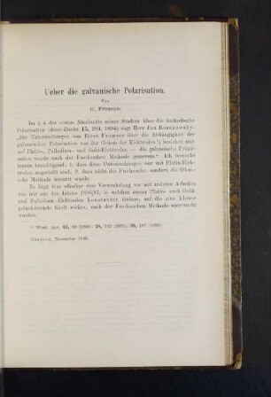 Ueber die galvanische Polarisation