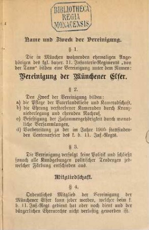 Satzungen der Vereinigung der Münchener Elfer