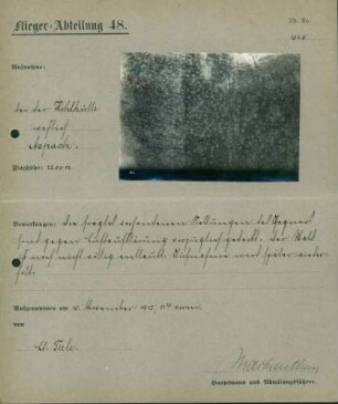 Foto gut gedeckter gegnerischer Stellungen bei der Kohlhütte westlich von Aspach (Luftbild)