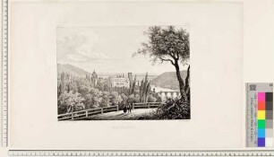 Heidelberg, Schloss, Stadt und Alte Brücke von Osten