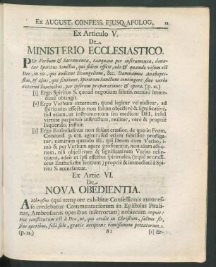 Ex Articulo V. De Ministerio Ecclesiastico.