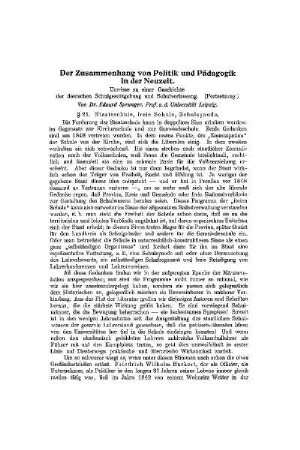Der Zusammenhang von Politik und Pädagogik in der Neuzeit : Umrisse zu einer Geschichte der deutschen Schulgesetzgebung und Schulverfassung ; (Fortsetzung)