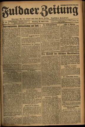 Erste Ausgabe vom Sonntag, den 18. April 1926.