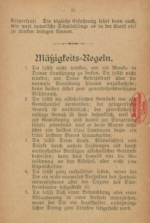 Mäßigkeits-Regeln