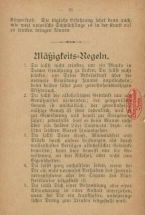 Mäßigkeits-Regeln