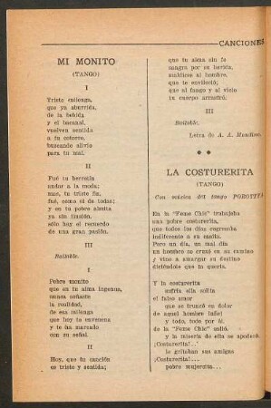 La costurerita : (Tango). Con música del tango Porotita
